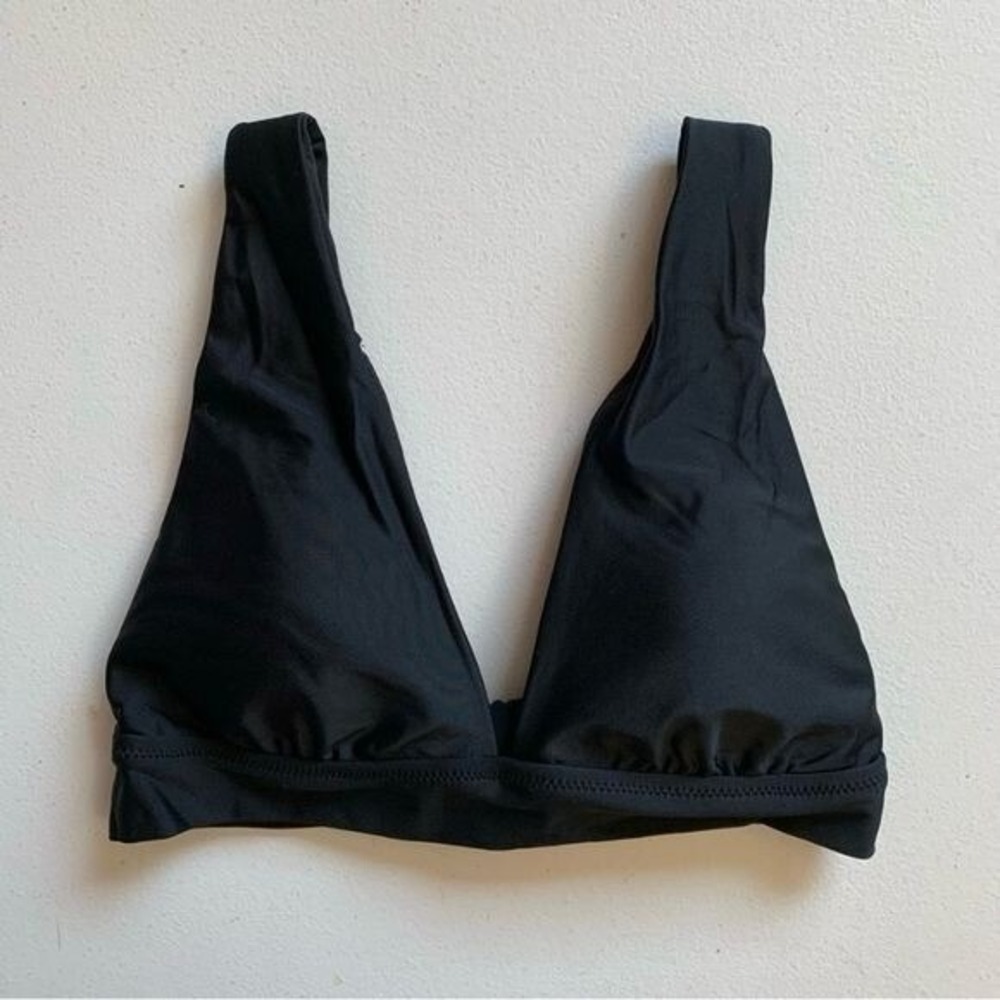Aerie Black Longline Triangle Bikini Top Size Medium NWT